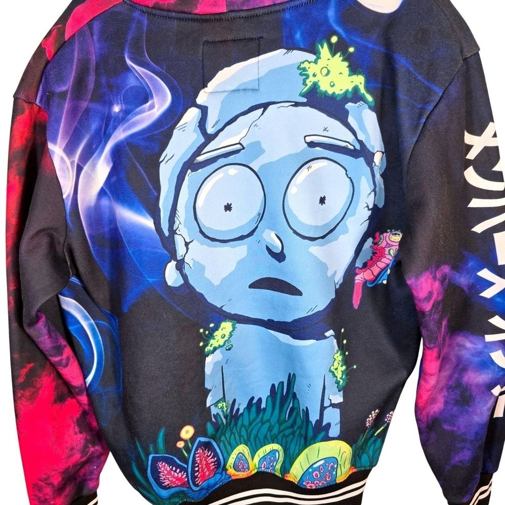 Rick and Morty Members Only Hoodie Mens Small Trippy Galaxy Print Sublimation - Picture 5 of 15